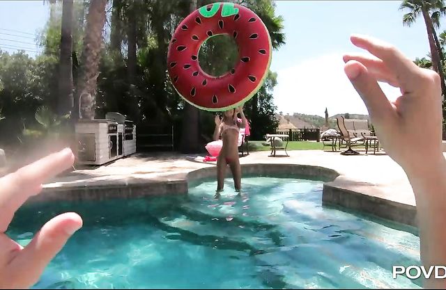 My petite blonde GF loves getting fucked hard after skinny dipping in the pool