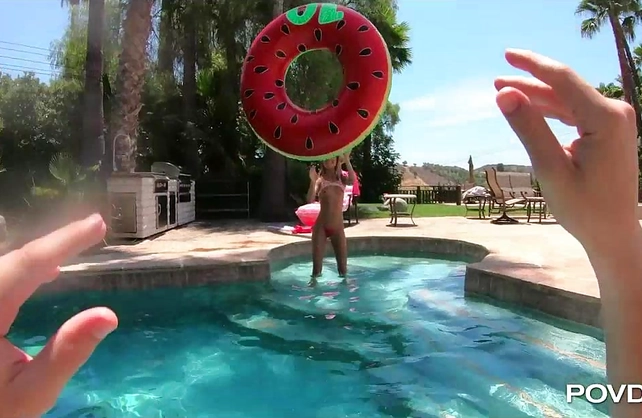 My petite blonde GF loves getting fucked hard after skinny dipping in the pool