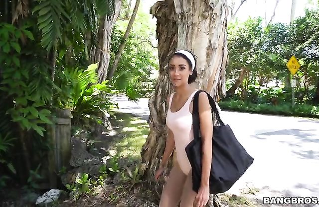 Tiny Ebony ballet dancer flashes naked tits in exchange for fast cash