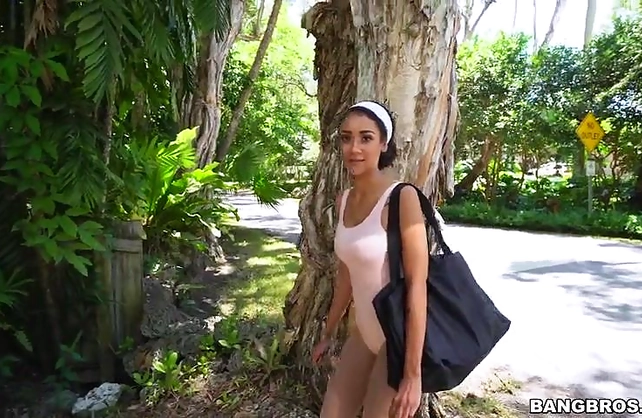 Tiny Ebony ballet dancer flashes naked tits in exchange for fast cash
