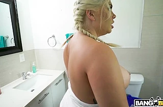 Curvaceous blonde maid for cash agrees to do work almost fully naked