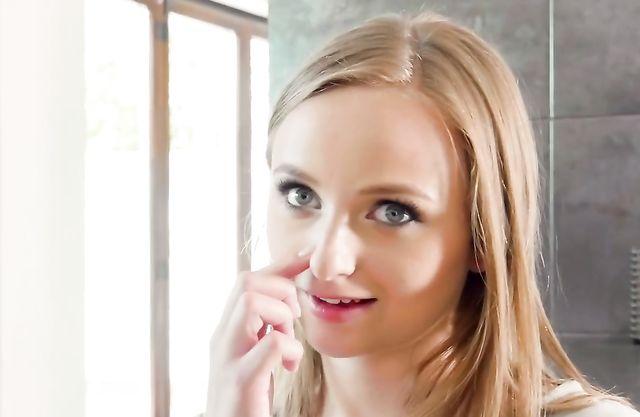 Naked girl of loose morals with slutty bright eyes picked up for sexual fun