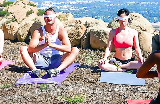 Gentle hole of girl and naked penis belong together in outdoor action