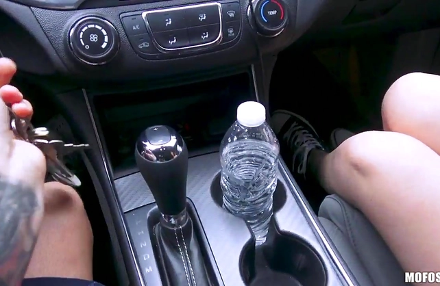 Girl with long hair wants handsome driver to penetrate her and naked man does it