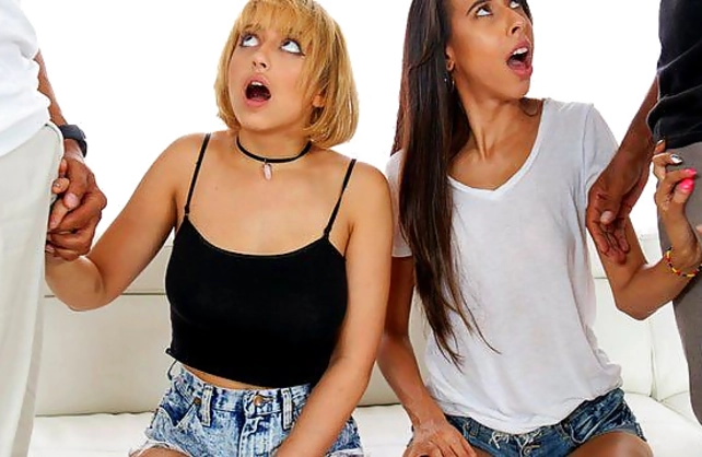 Rebellious girls try foursome with naked stepdads to avoid punishment