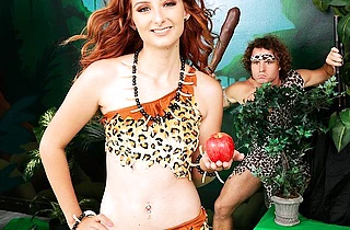 Young caveman and pretty girl follow instinct and practice naked sex
