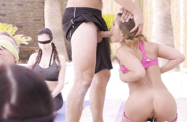 Girl makes partner feel naked asking for being carnal at yoga session