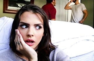 Girl instantly starts sucking and banging with naked stepbro once they are alone