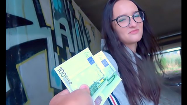 Slim brunette Czech slut fucked under the bridge for money