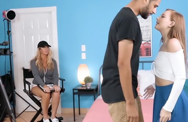 Guy leaves bedroom and film director has naked sex with likable girl
