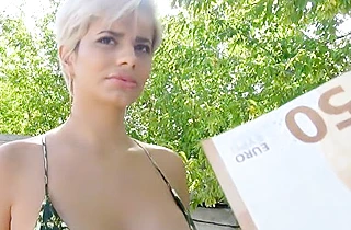 Man stripped girl naked and snuck into busty blonde's pussy outdoors