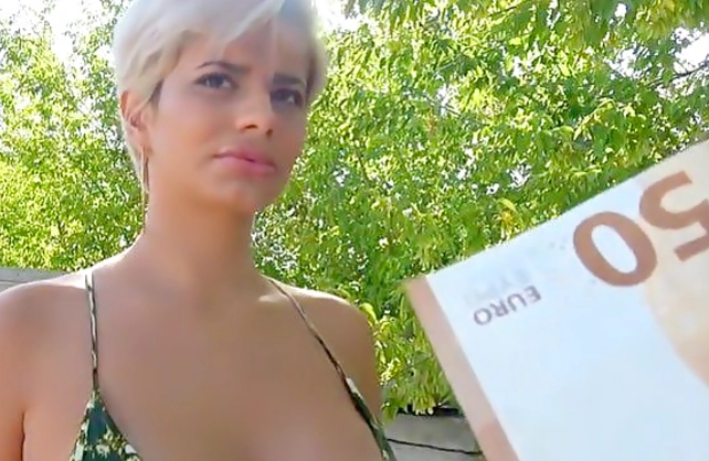 Man stripped girl naked and snuck into busty blonde's pussy outdoors