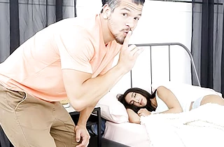 When girl is completely naked guy can't pass and wakes her up for banging