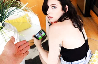 Innocent brunette girl punished by naked stepdad for watching porn