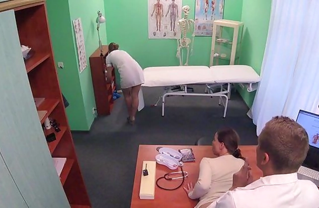Doctor seduces and penetrates naked girl during checkup in cabinet