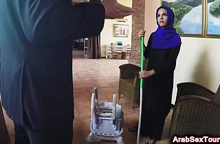 Smart man with money motivates shy Arab girl to have naked fun in bed