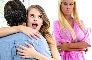 MILF with big tits lost husband when invited naked girl who tempted with