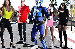 Power ranger is naked in front of villain girl sucking and riding cock