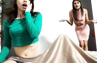 Whores with naked legs and soft boobies crave for hard cock of stepbrother