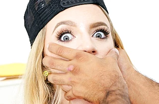 Latin bruiser brutally impales naked blonde girl in office cabinet