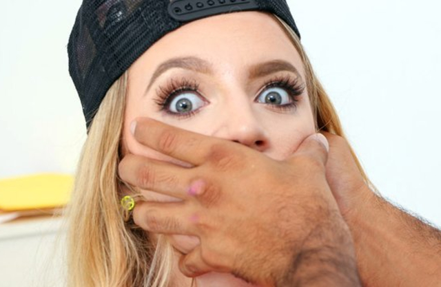 Latin bruiser brutally impales naked blonde girl in office cabinet