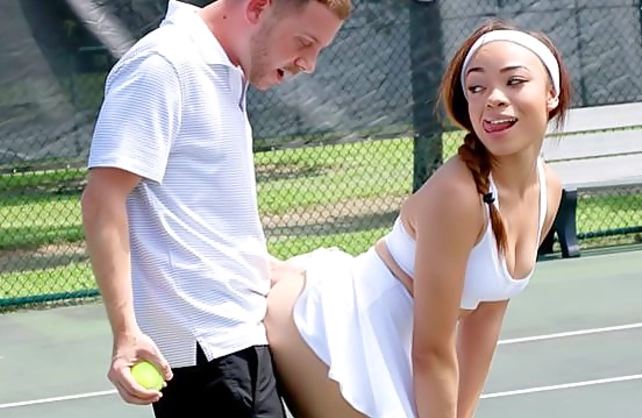 Latina chick with headband wants to stop playing tennis in favor of naked fuck