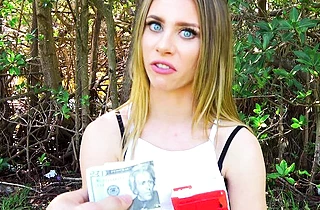 Girl with beautiful eyes earns easy money taking naked cock in cunt