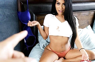 Naked girl tempts stepbrother with a spot on T-shirt and gets fucked