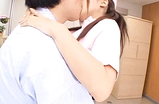 Japanese nurse with small breasts makes patient happy by naked sex