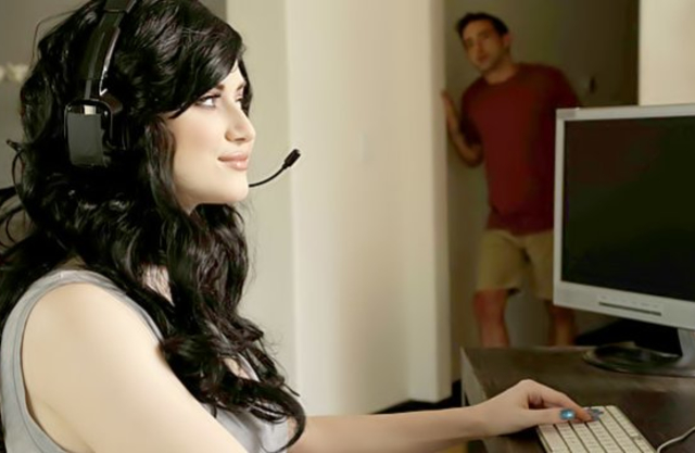 Sex with naked stepbrother distracts teen from playing a video game
