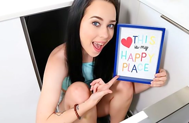 Female allows naked big dick to slide between face and pussy lips