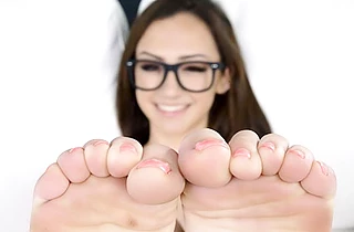 Nerdy girl realizes that massive naked cock will help her reach orgasm