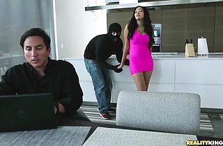 Neglected wife fucked hard by a burglar behind her husband’s back