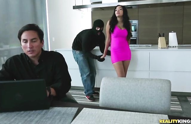 Neglected wife fucked hard by a burglar behind her husband’s back