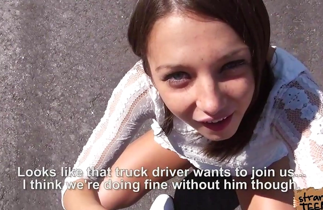 Teen slut gets picked up and fucked roadside