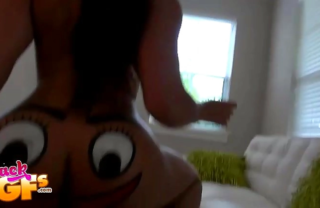 Naked black girlfriend having fun on camera
