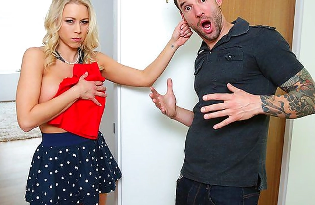 Girl wants penis for long so she chooses the right moment and tempts naked man