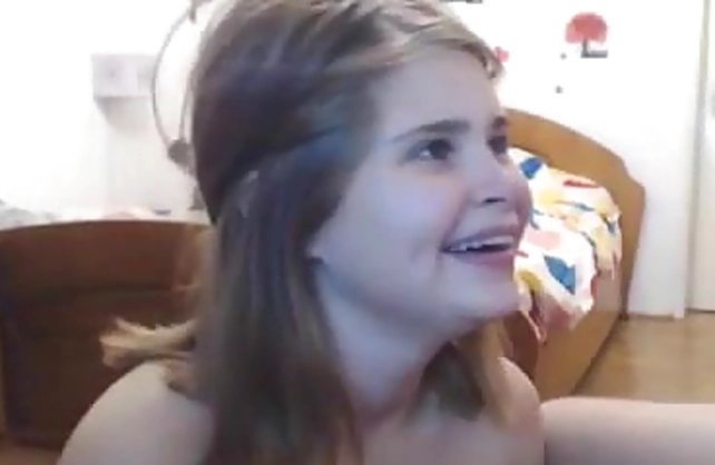 Amateur webcam video where adorable girl gives naked guy blowjob