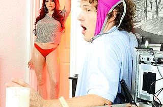 Smart guy accidentally creates naked red-haired girl who loves to fuck