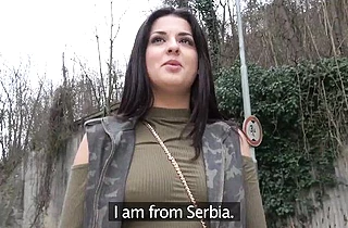 Classy Euro girl for cash agrees to have naked casting under bridge