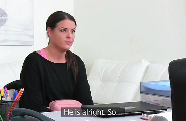 Modest brunette takes part in naked casting with experienced agent