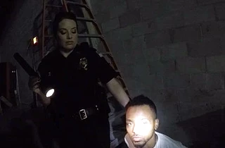 Black thief dragged into threesome with almost naked female officers