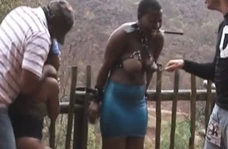 African teens with naked boobs humiliated in fresh air by strangers