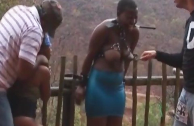 African teens with naked boobs humiliated in fresh air by strangers