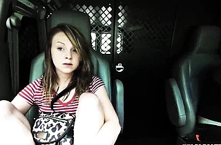 Naked girl got in stranger's van to be harshly fucked in mouth and pussy