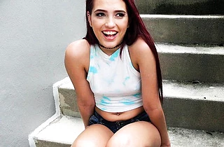 Female with dyed hair has day off and spends it together with naked fucker
