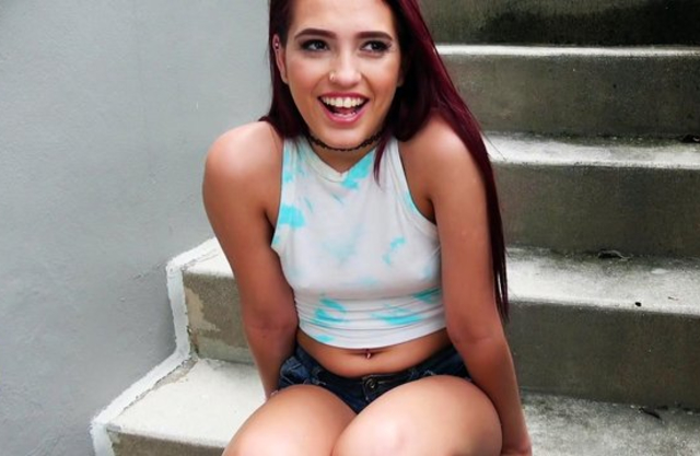 Female with dyed hair has day off and spends it together with naked fucker