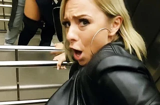 Braven girl flashes big naked tits outdoors and has sex in the mall