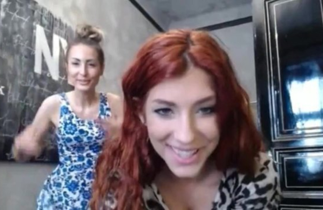 Sexy naked girl with red hair enjoys cock riding in webcam video