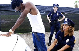 Police officers arrest black guy and want to taste his naked weapon